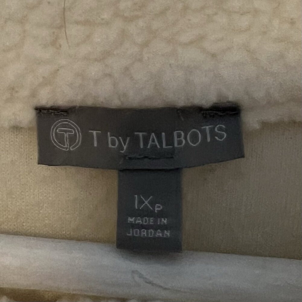 T by Talbots Women’s Fleece Pullover Size 1X Petite Ivory Half Zip Sherpa Jacket - Picture 5 of 10